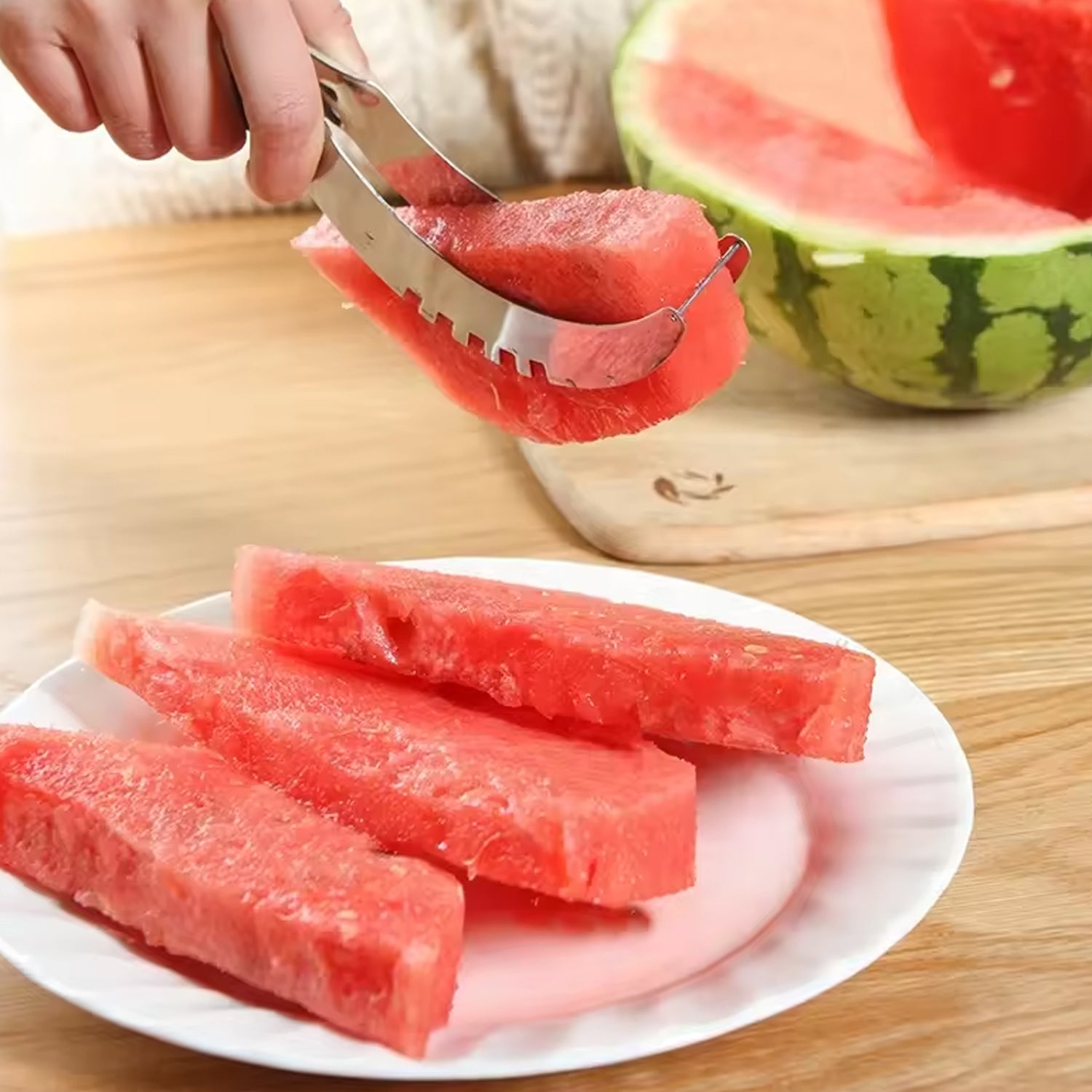 3-in-1 Watermelon Knife Set – Cantaloupe Slicer, Corer & Fruit Cutter