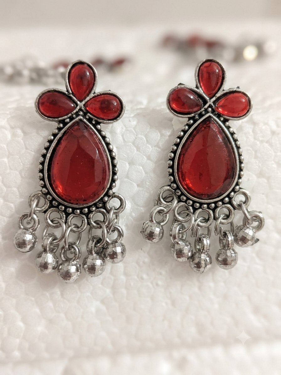 Oxidised Jhumka Earrings Combo for Women Multicolor Stone Jhumka Set Traditional Ethnic Jewellery