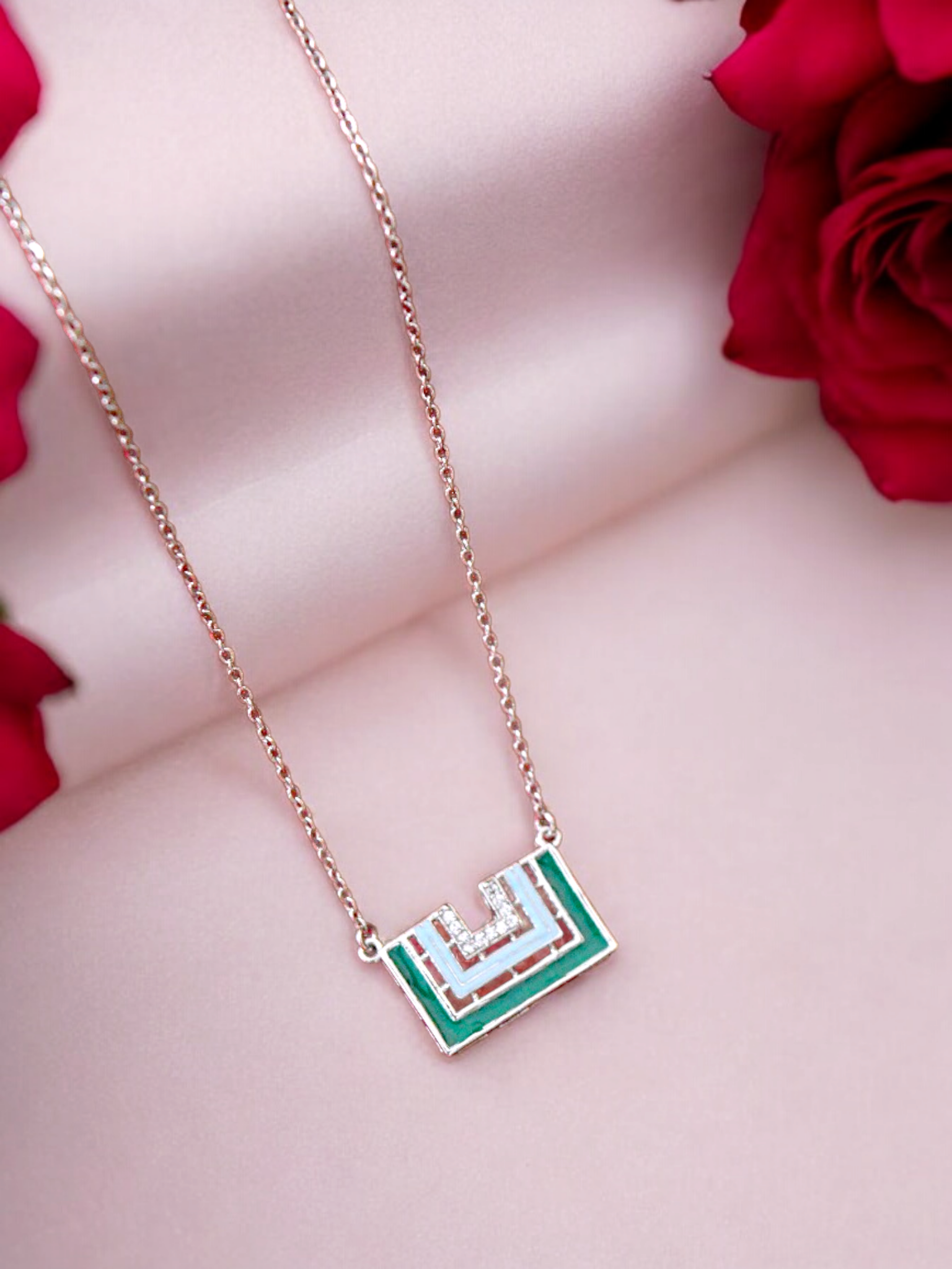 Enamel Geometric Necklace