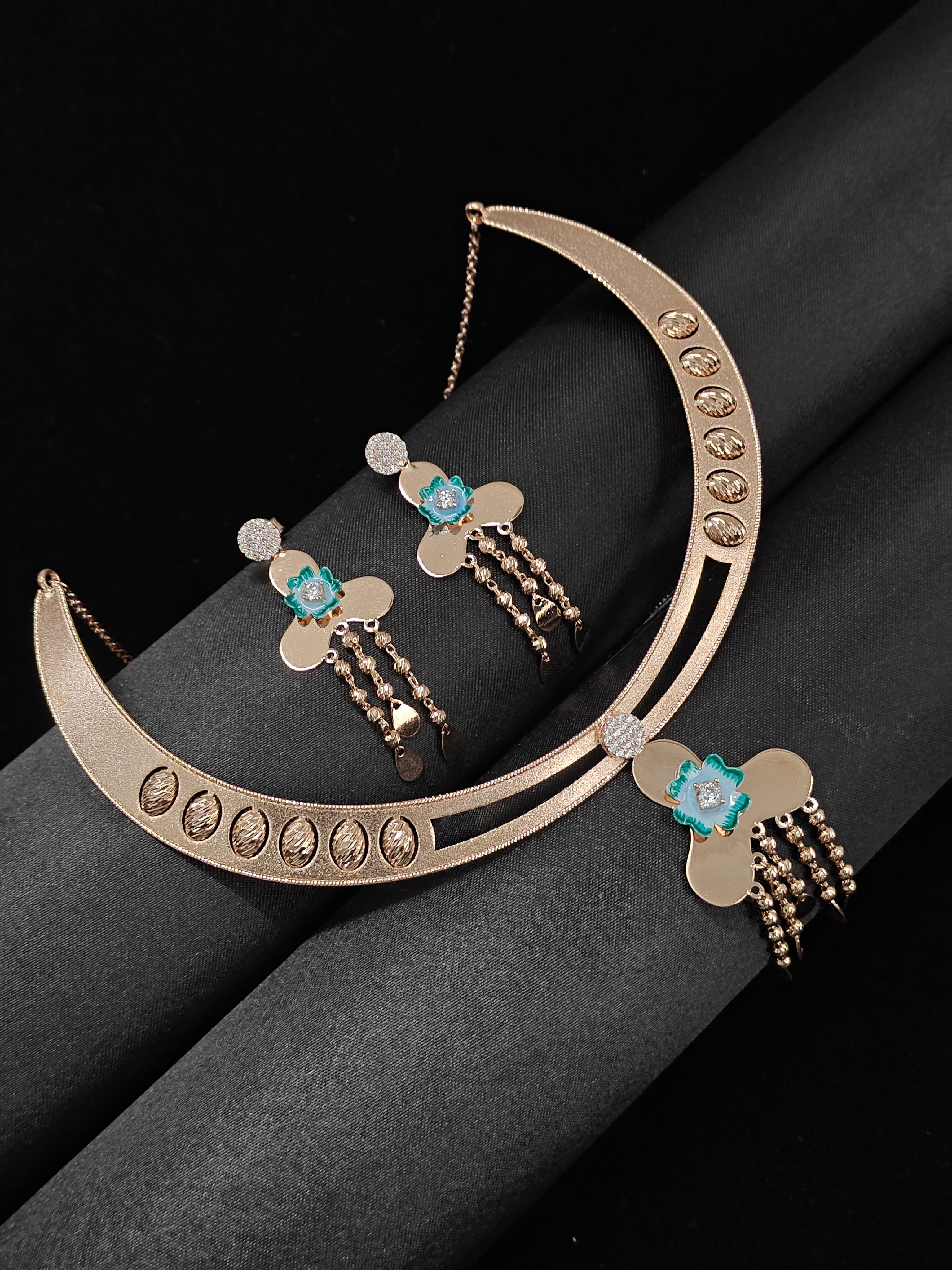 Floral Charm 925 Silver Necklace Set