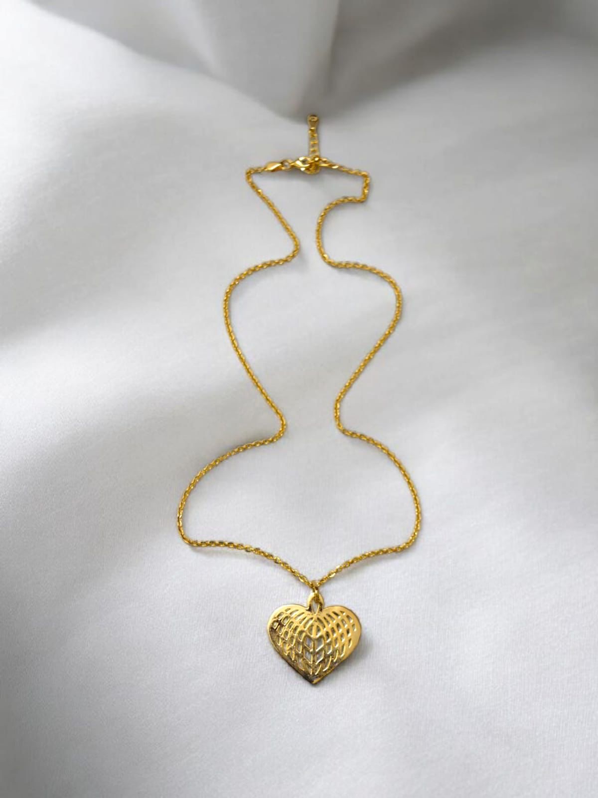 Golden Mesh Heart Necklace