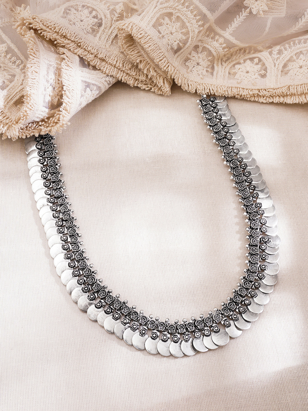 Oxidised Long Tribal Statement Necklace