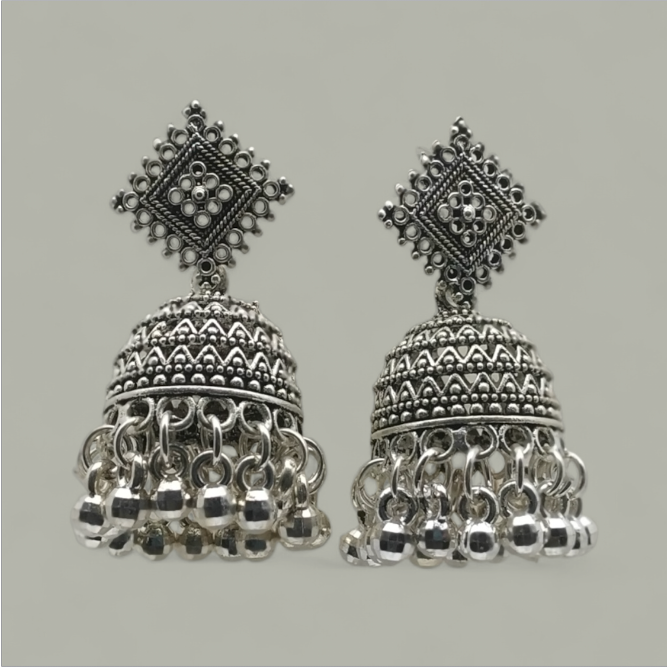 Antique Oxidized Jhumkas | Ethnic Indian Bell Earrings for Women
