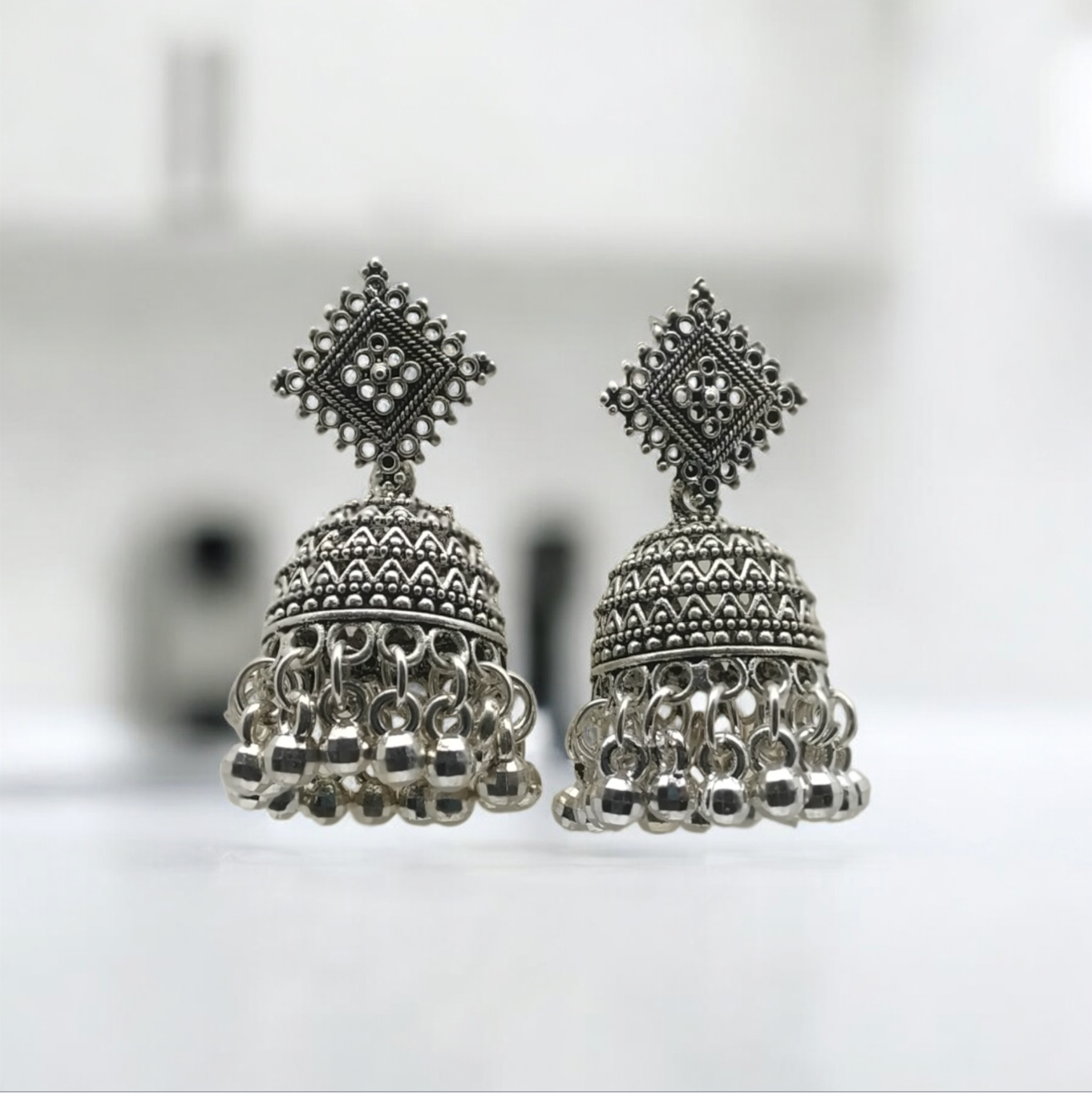 Antique Oxidized Jhumkas | Ethnic Indian Bell Earrings for Women
