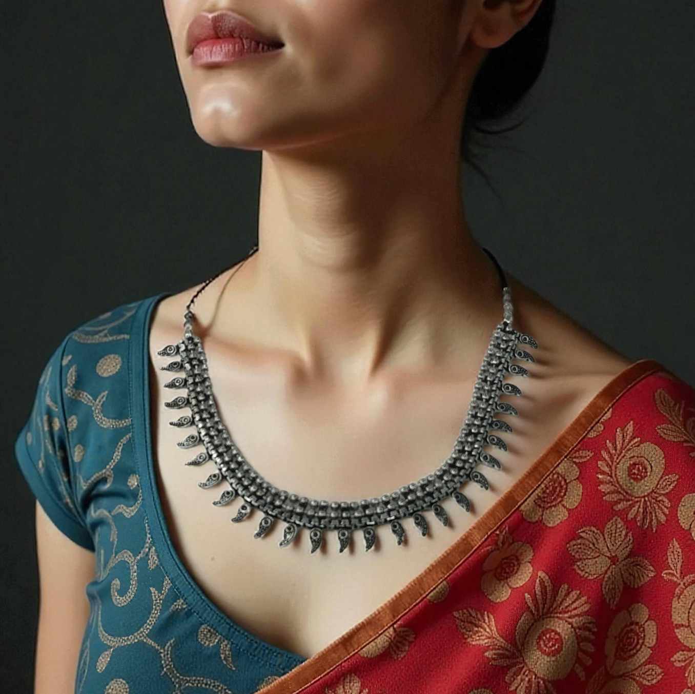 oxidized silver-tone choker