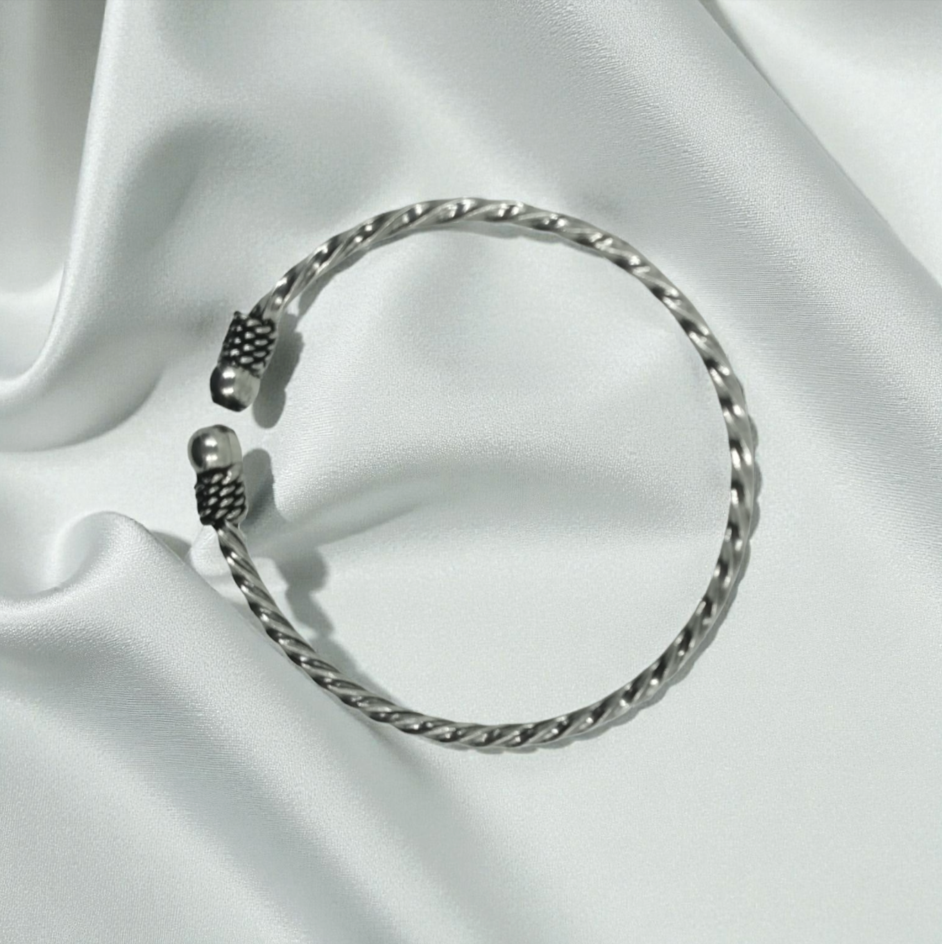 Twisted Silver Torque Bangle