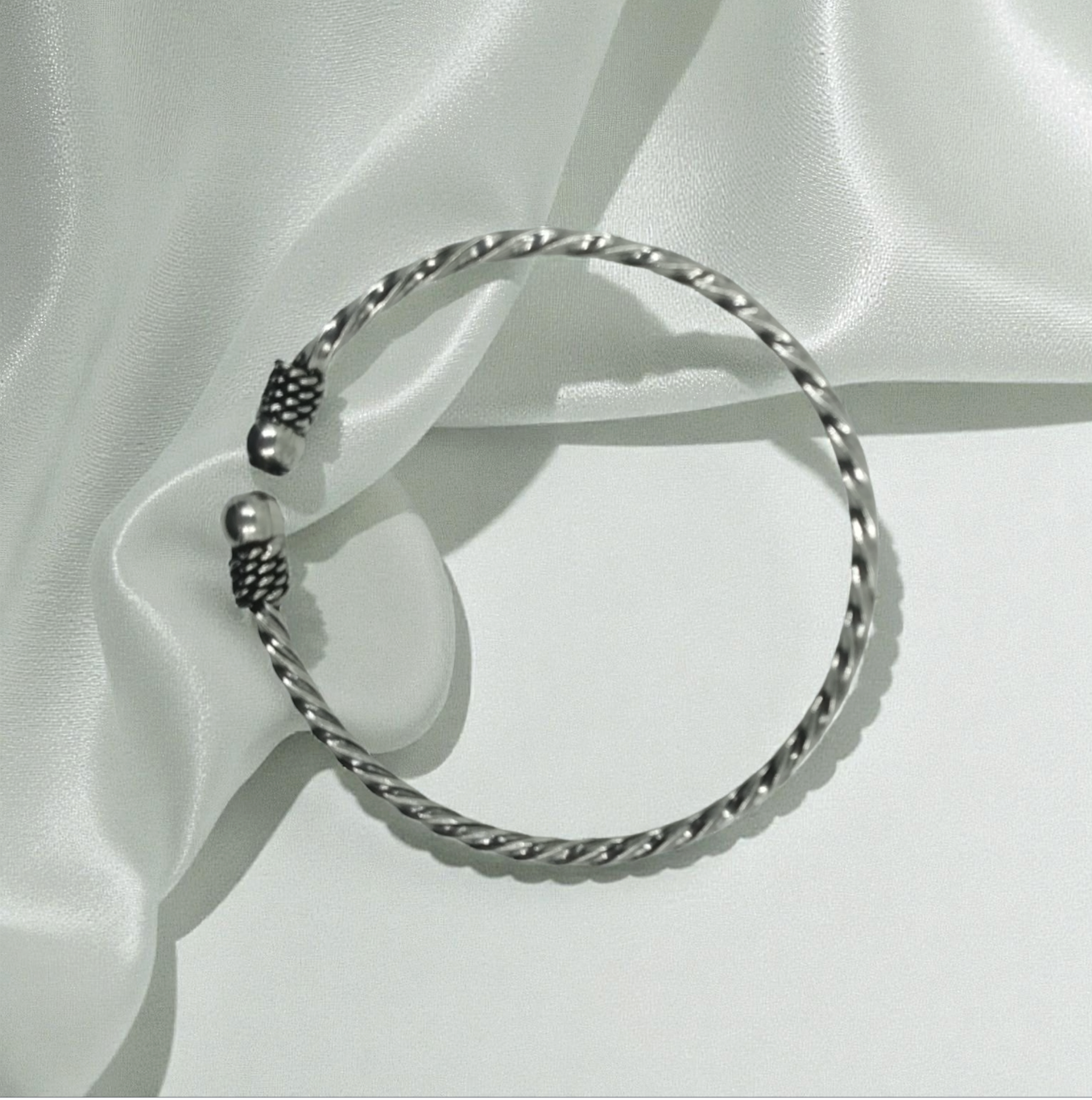 Twisted Silver Torque Bangle