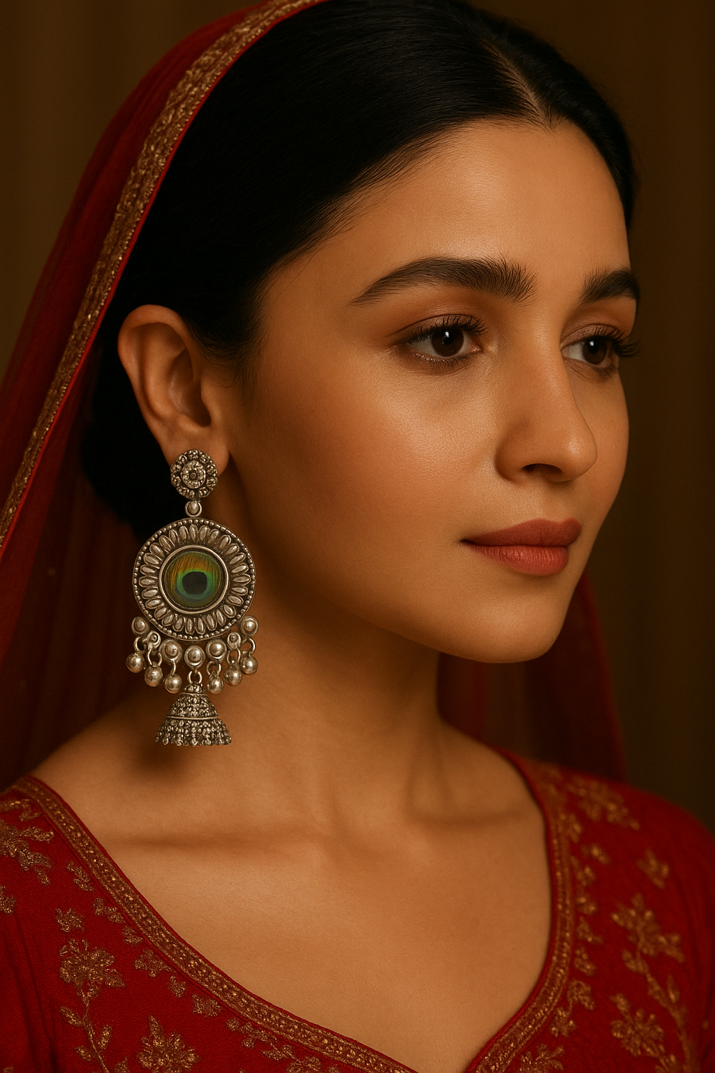 Oxidized Peacock earrings Alloy Huggie Earring