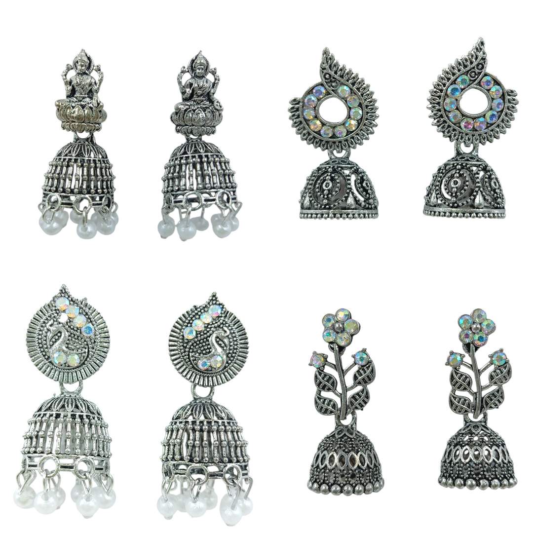 Earrings for women Traditional jhumka small size | Earring Combo Pack of 4 for Girls | Oxidised Earring