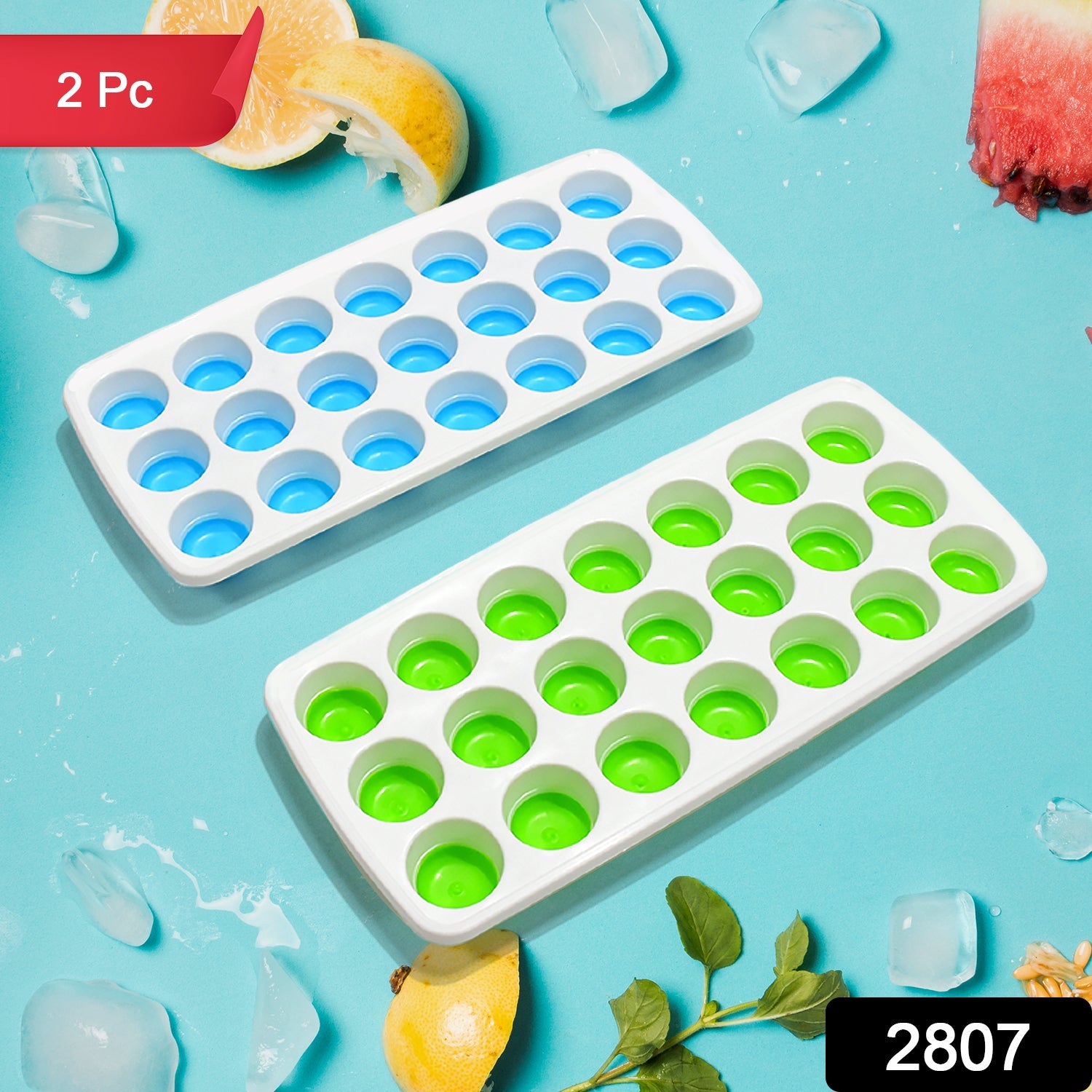21 Cavity Up Ice Cube Trays-Easy Release Food Grade (2 Pc Set)