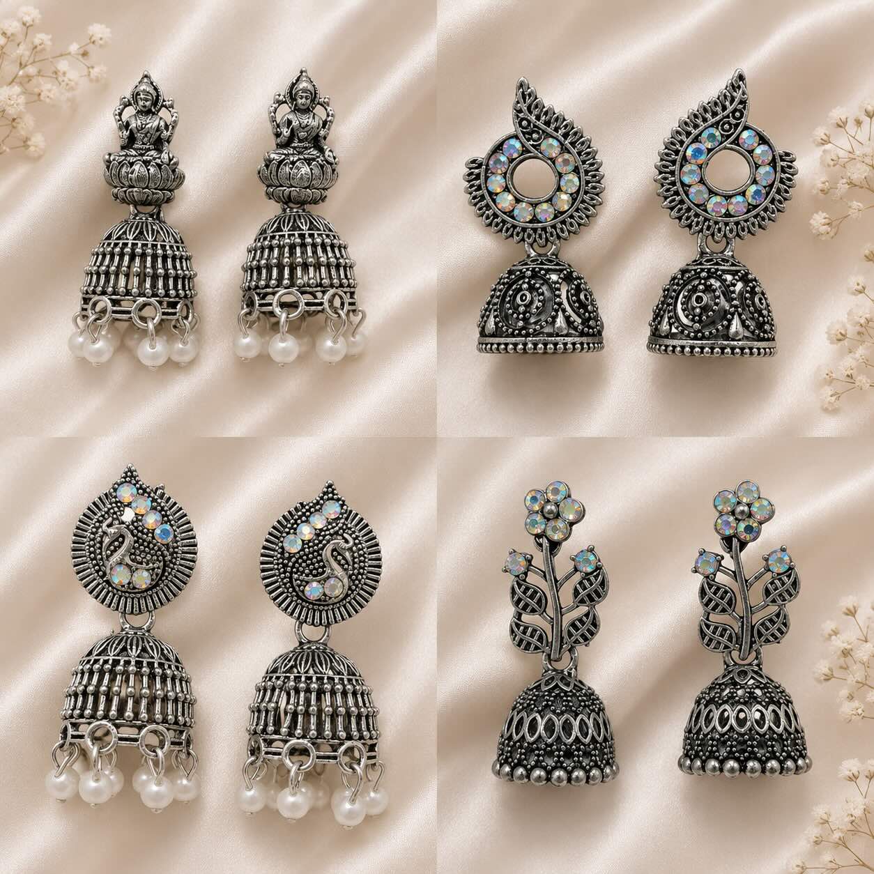 Earrings for women Traditional jhumka small size | Earring Combo Pack of 4 for Girls | Oxidised Earring