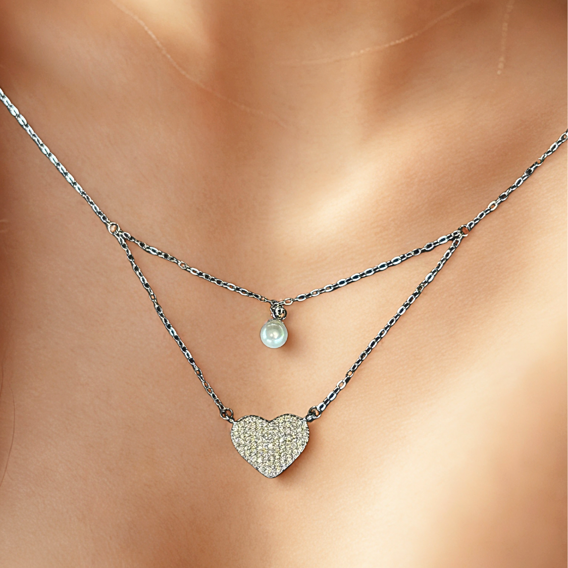 Lustrous Heart Layered Pendant