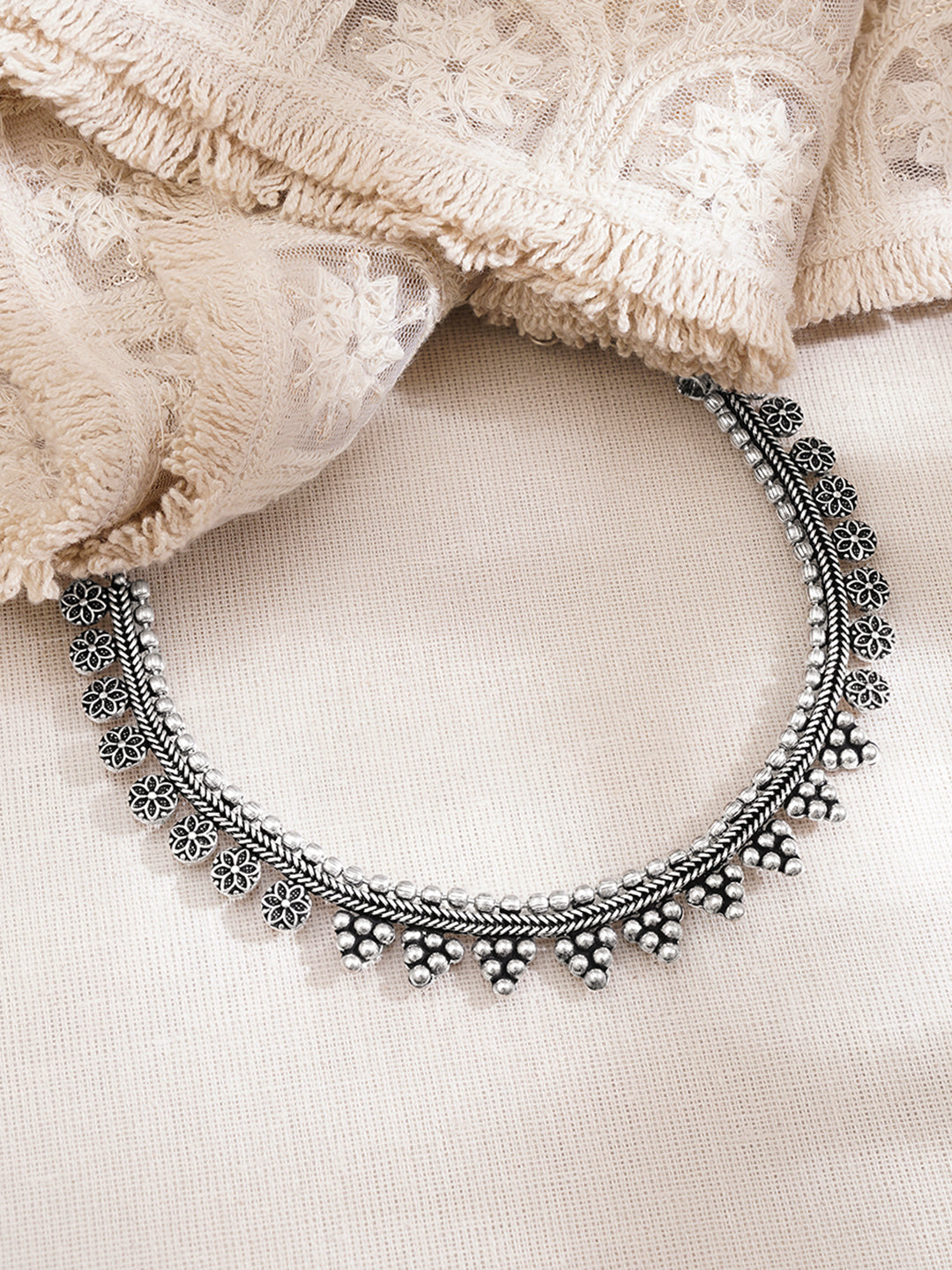 Oxidised Floral Statement Necklace