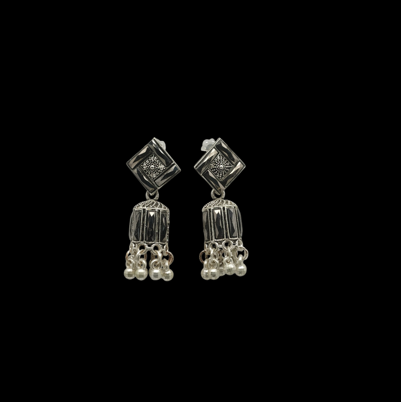Bohemian Diamond-Shaped Jhumka Earrings