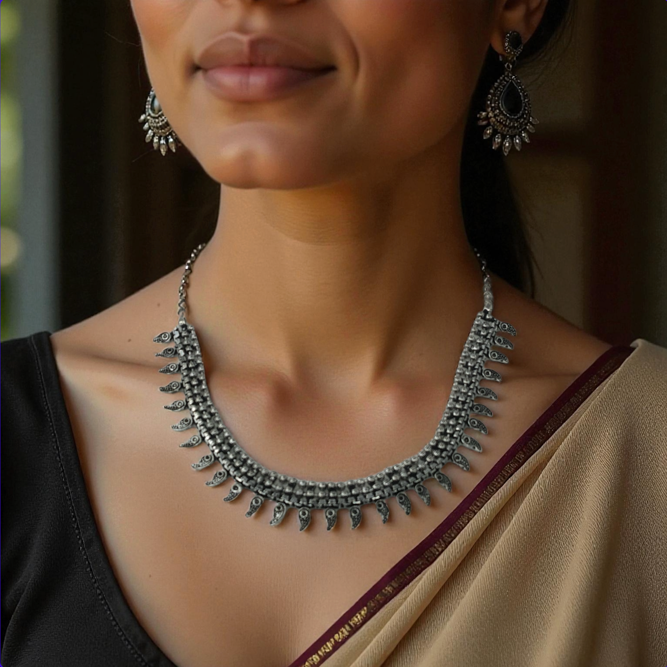 oxidized silver-tone choker