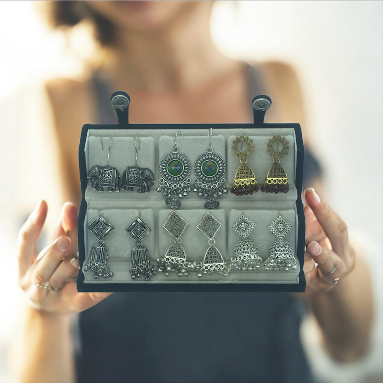 Oxidised- style earrings set 6 pair jhumka